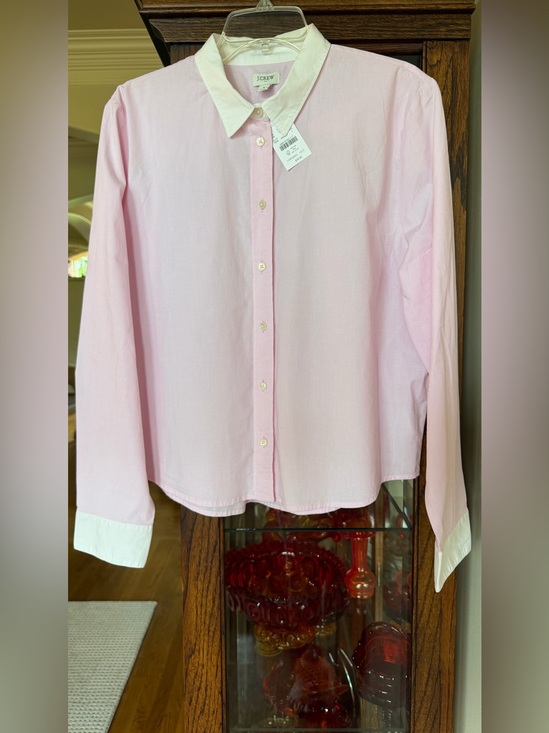 J. Crew Tops - J. Crew Light Pink Women’s Button-Down Shirt with White Collar & Cuffs L